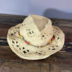 Candy Couture paper yarn fiber one size summer hat cute beading and super fun!